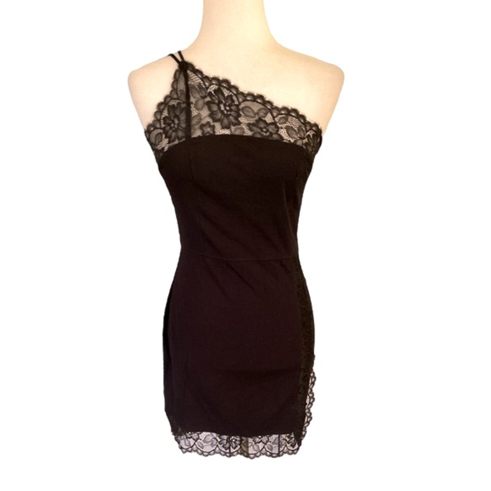 Free People Premonitions Black Fringe Lace Trim Hem Slip Bodycon Dress - S - Picture 5 of 15